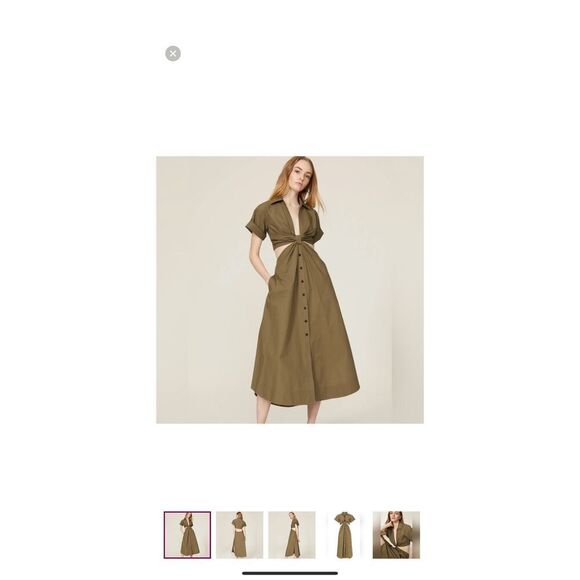 A.L.C. Georgia Cut Out Plunge Neck Button Down Midi Shirt Dress - Picture 1 of 8